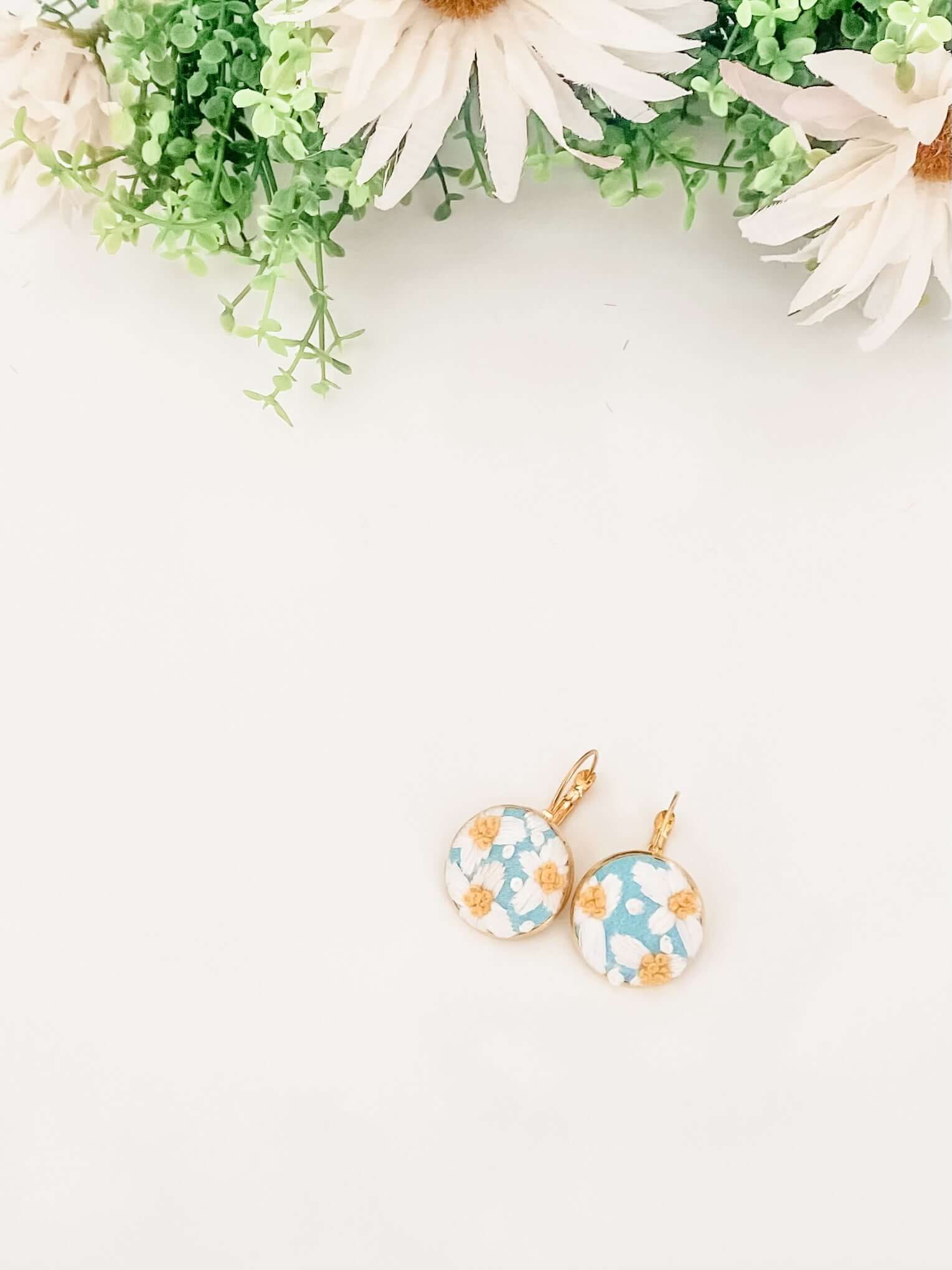 Modern Embroidered Earrings | Hand Embroidered Earrings | Wearable Art Earrings