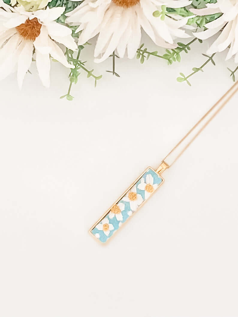 Statement pendant necklace, hand-embroidered