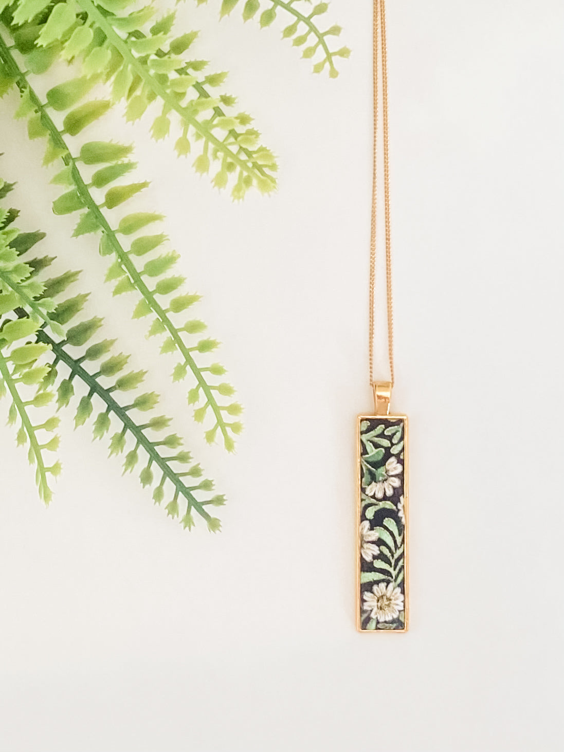Statement pendant necklace, hand-embroidered