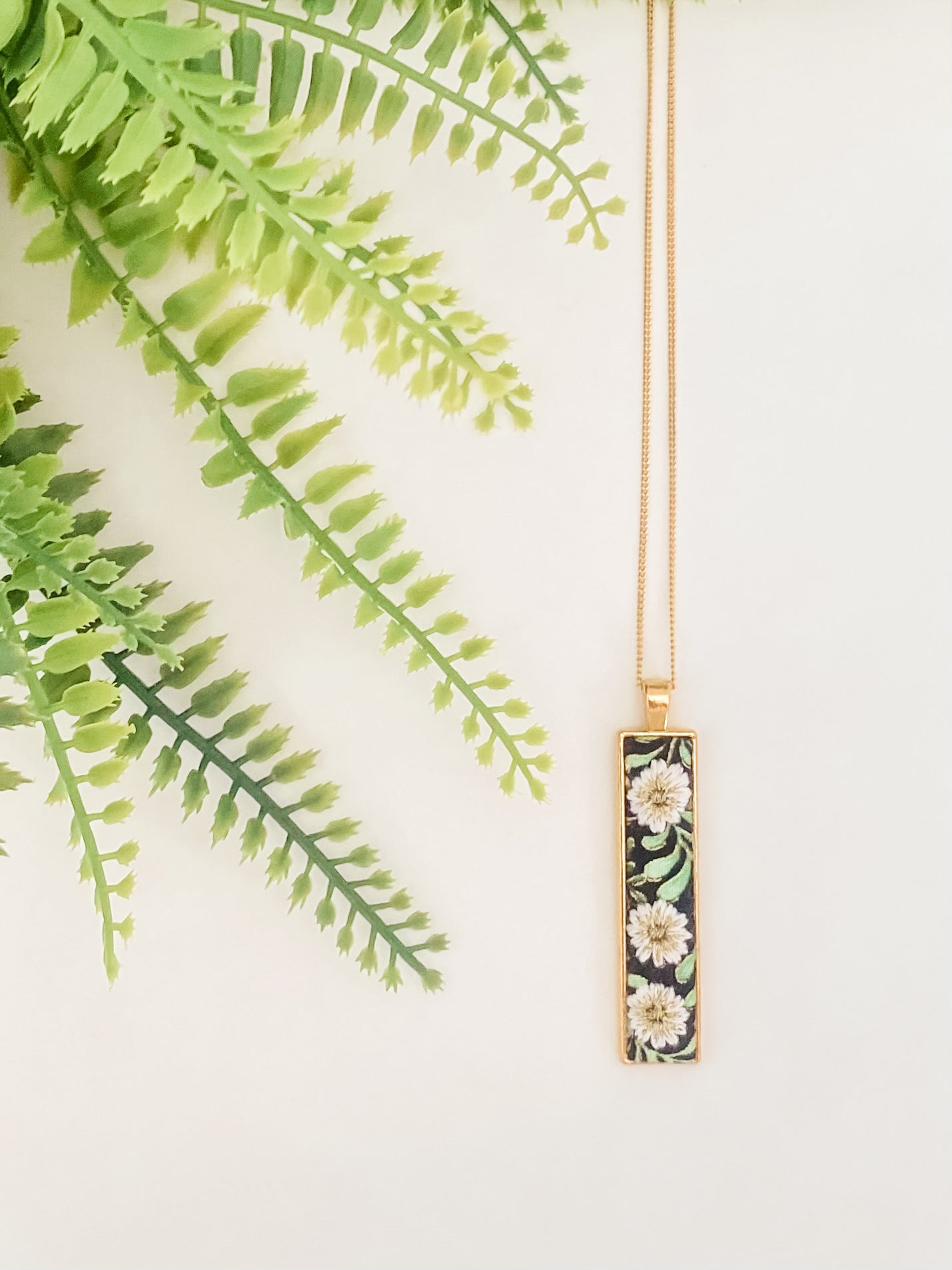 Statement pendant necklace, hand-embroidered