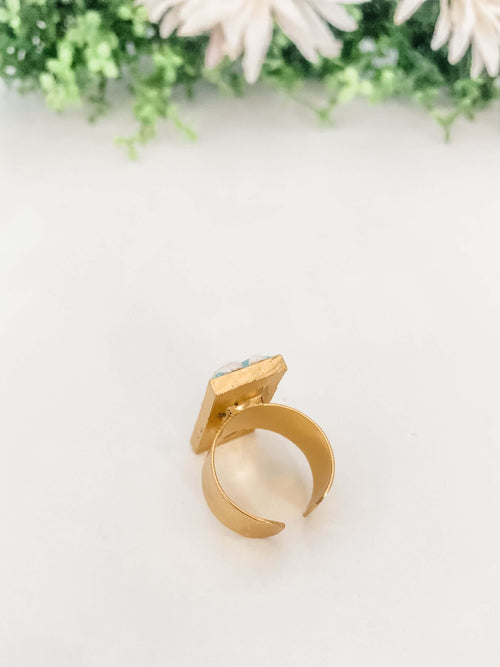 Adjustable ring, hand-embroidered