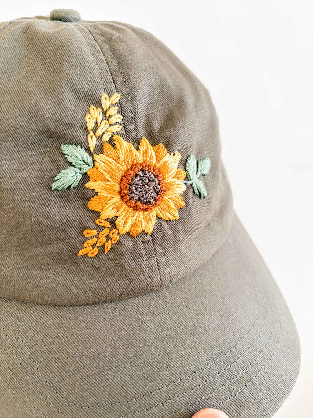 Golden Sunflower Hat (Olive, 100% Cotton)