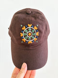 Mandala Bloom Hat (Brown, Cotton-Linen Blend)