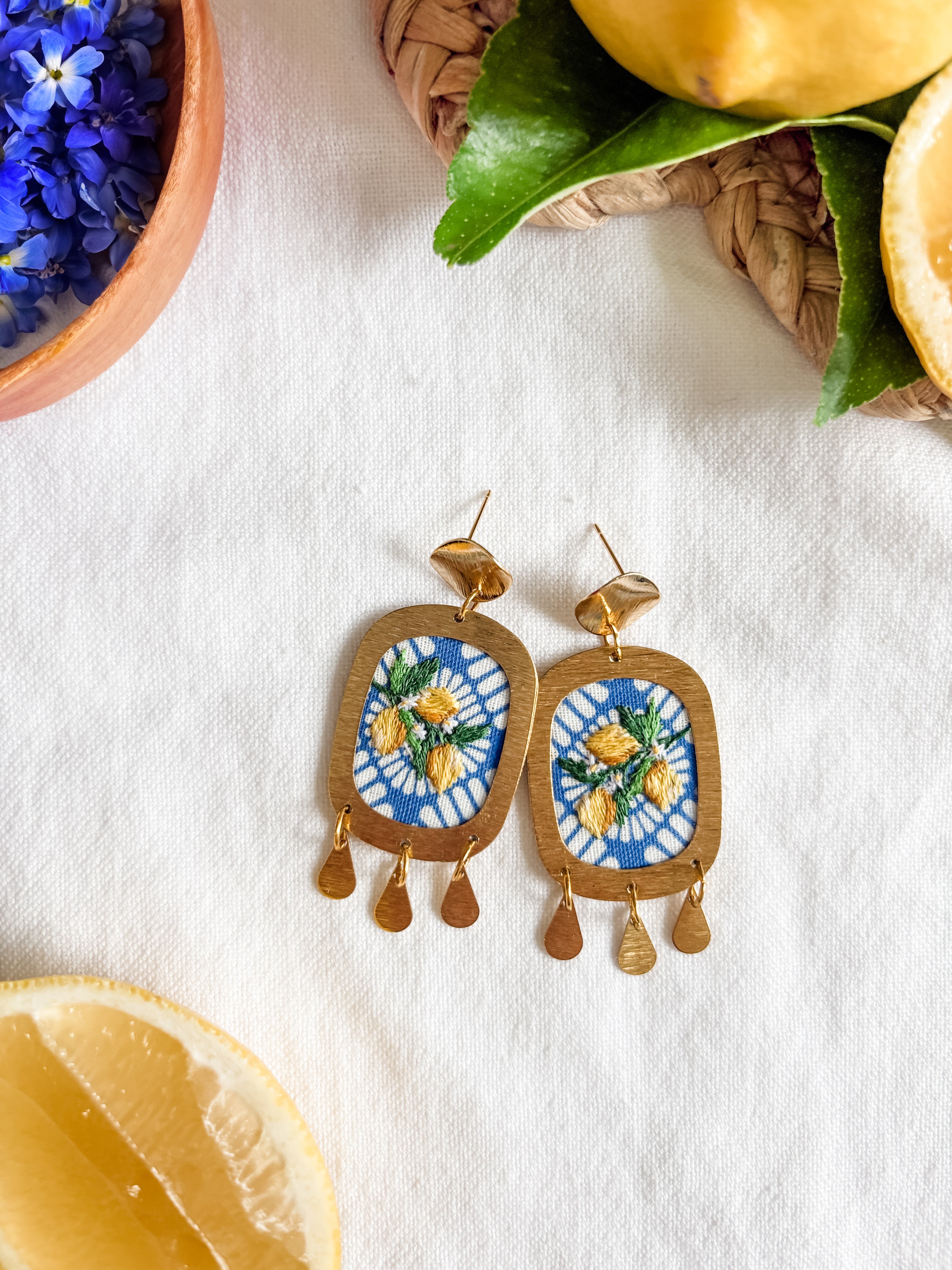 Mediterranean Summer Lemon Earrings