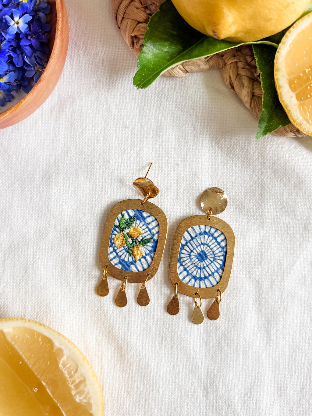 Mediterranean Summer Lemon Earrings