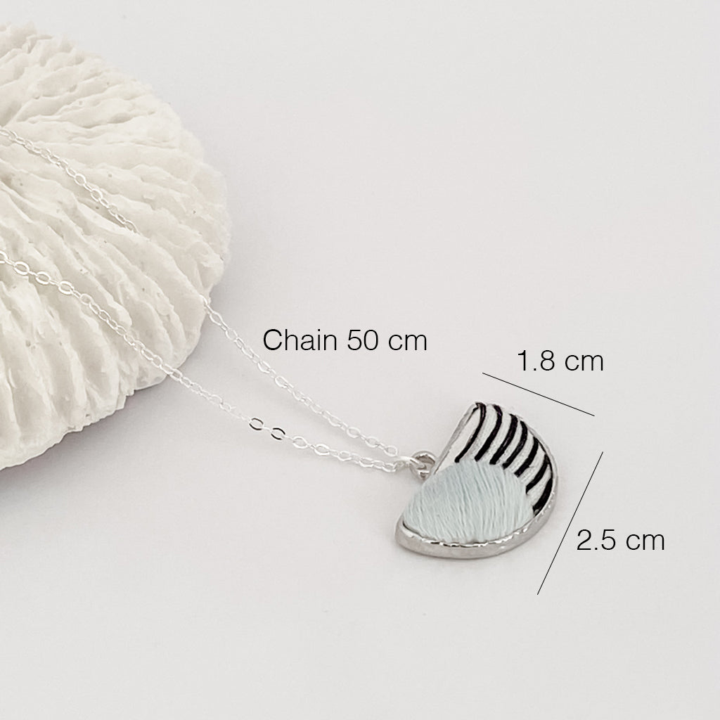 Kuro Collection – Hand-Embroidered Stripes Necklace (Silver)