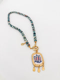 Mediterranean Summer Sardines Beaded Necklace