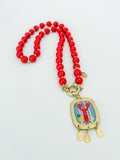 Mediterranean Summer Lobster Beaded Necklace
