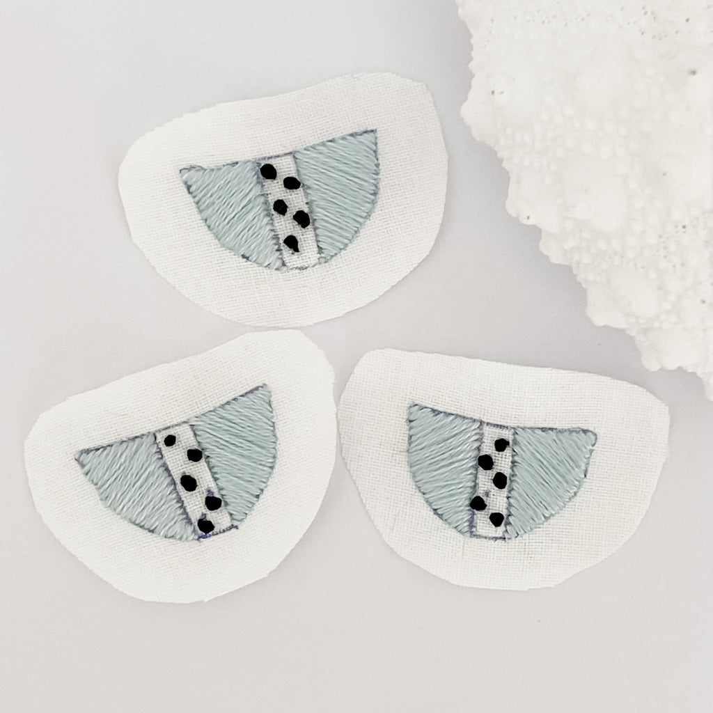 Kuro Collection – Hand-Embroidered Dots Earrings (Silver)