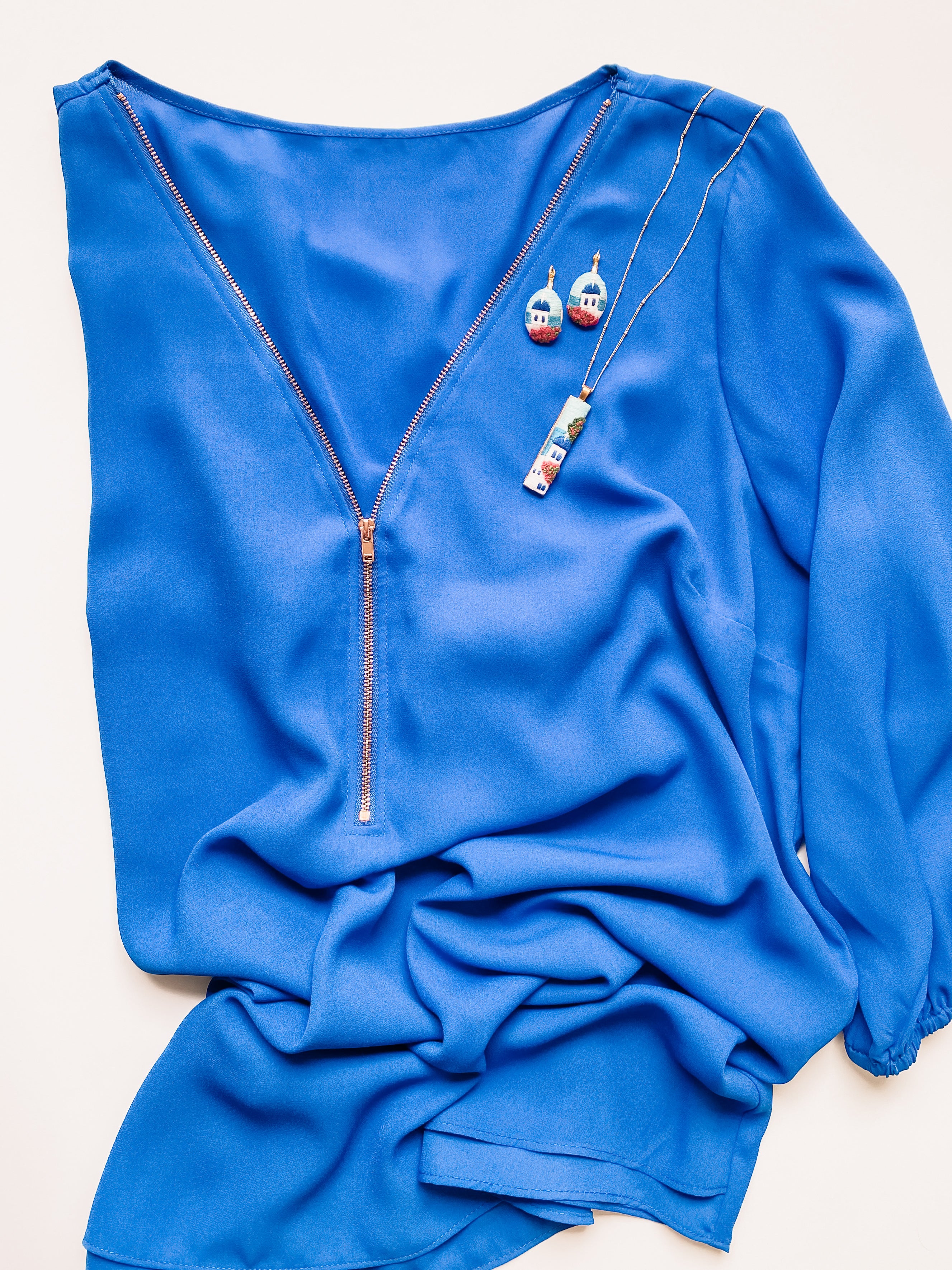 Santorini Embroidered Earrings and Necklace Set