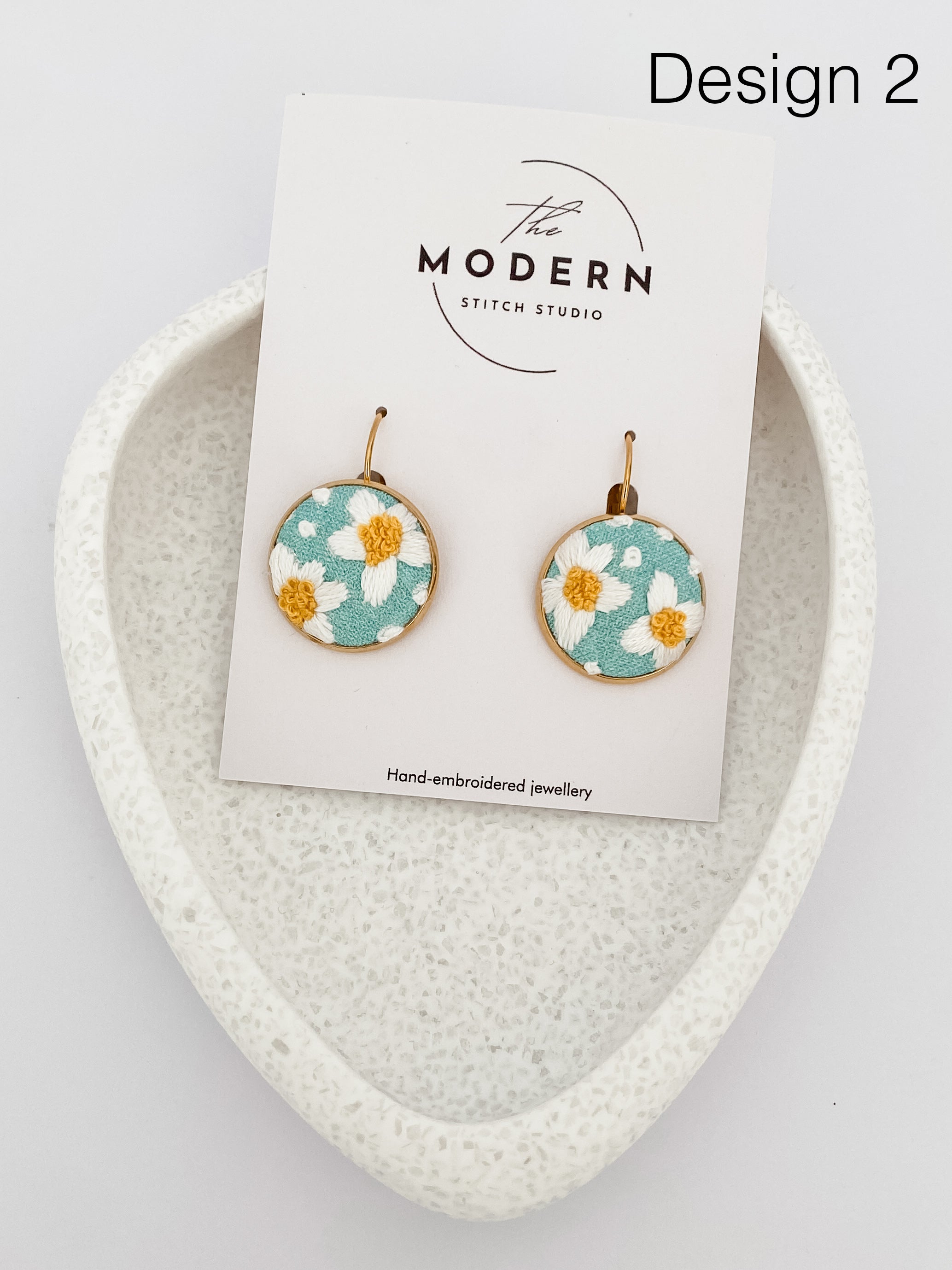 Modern Embroidered Earrings | Hand Embroidered Earrings | Wearable Art Earrings