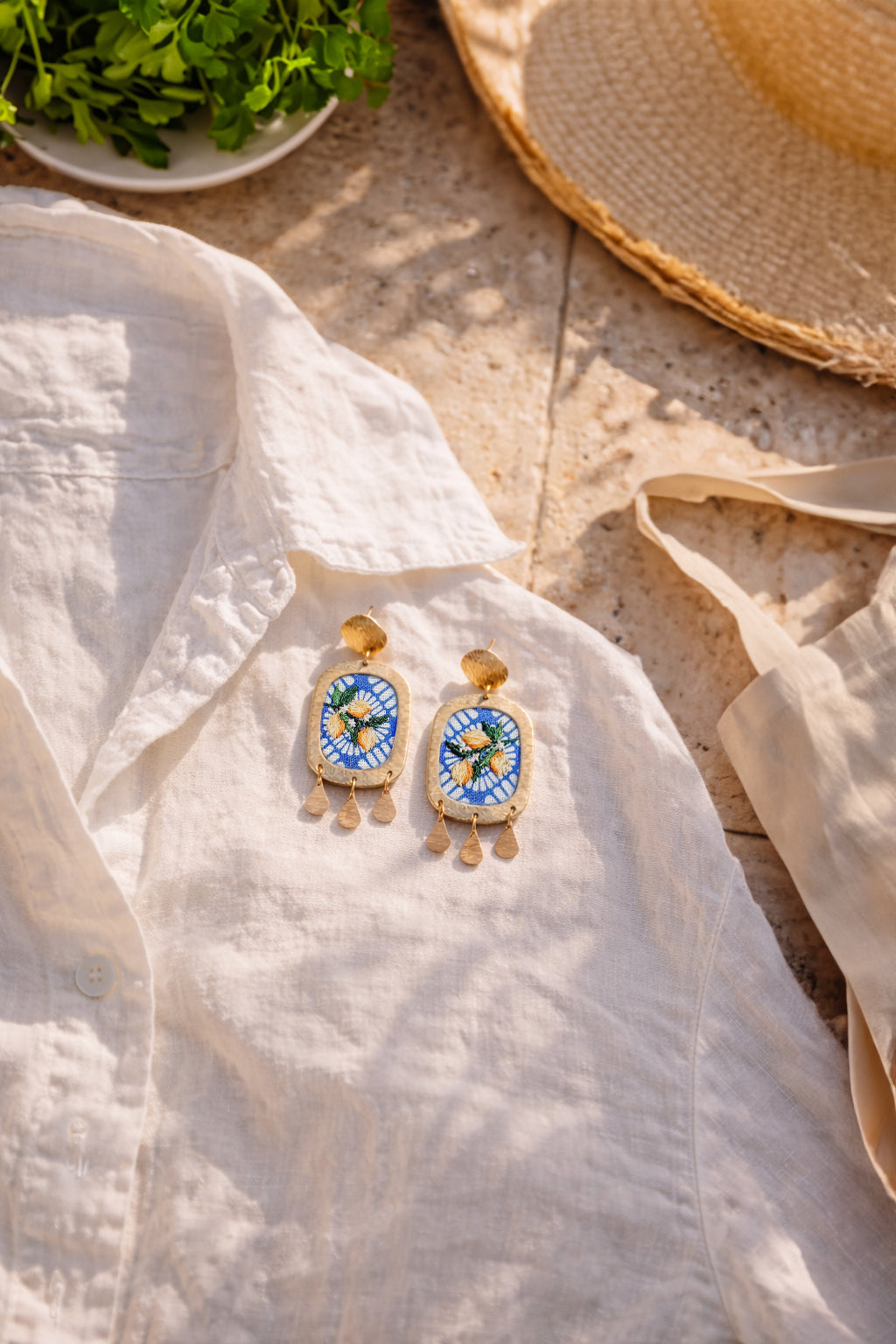 Mediterranean Summer Lemon Earrings