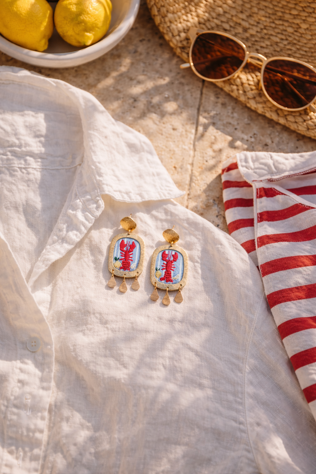 Mediterranean Summer Lobster Earrings